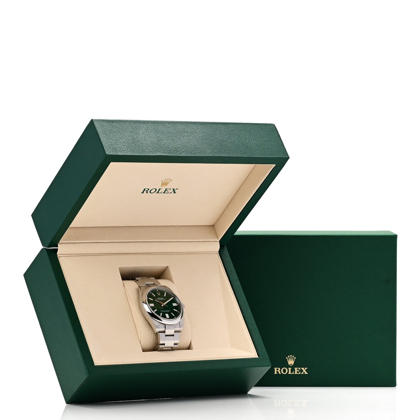 Stainless Steel 41mm Oyster Perpetual Watch Green 124300