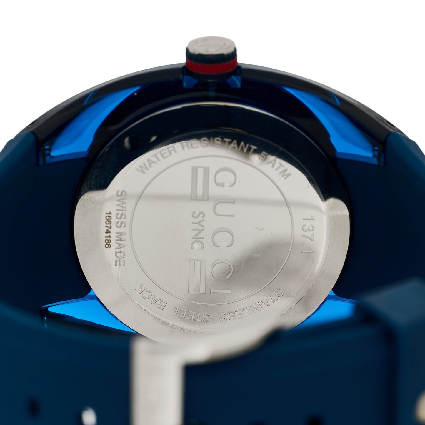 Stainless Steel Rubber 46mm Sync Web Quartz Watch Blue