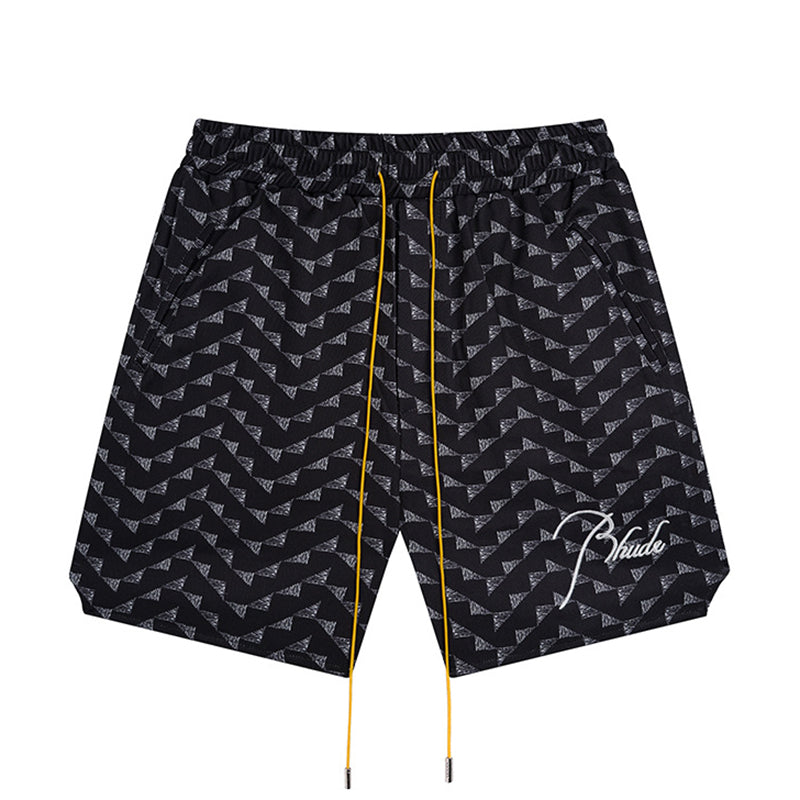 Rhude Letter Embroidered Hip Hop Casual Split Shorts