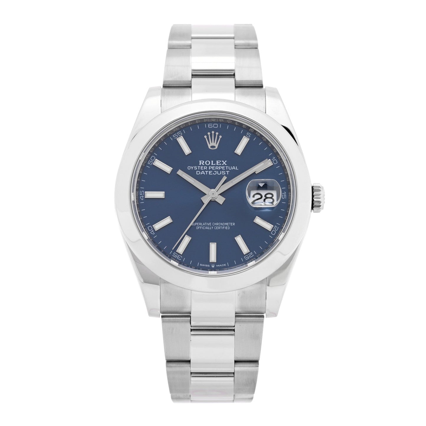 Stainless Steel 41mm Oyster Perpetual Datejust Watch Blue 126300