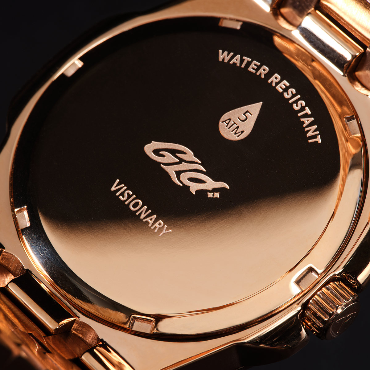 39MM Visionary Fully Iced Case & Green Dial Watch - Rose Gold