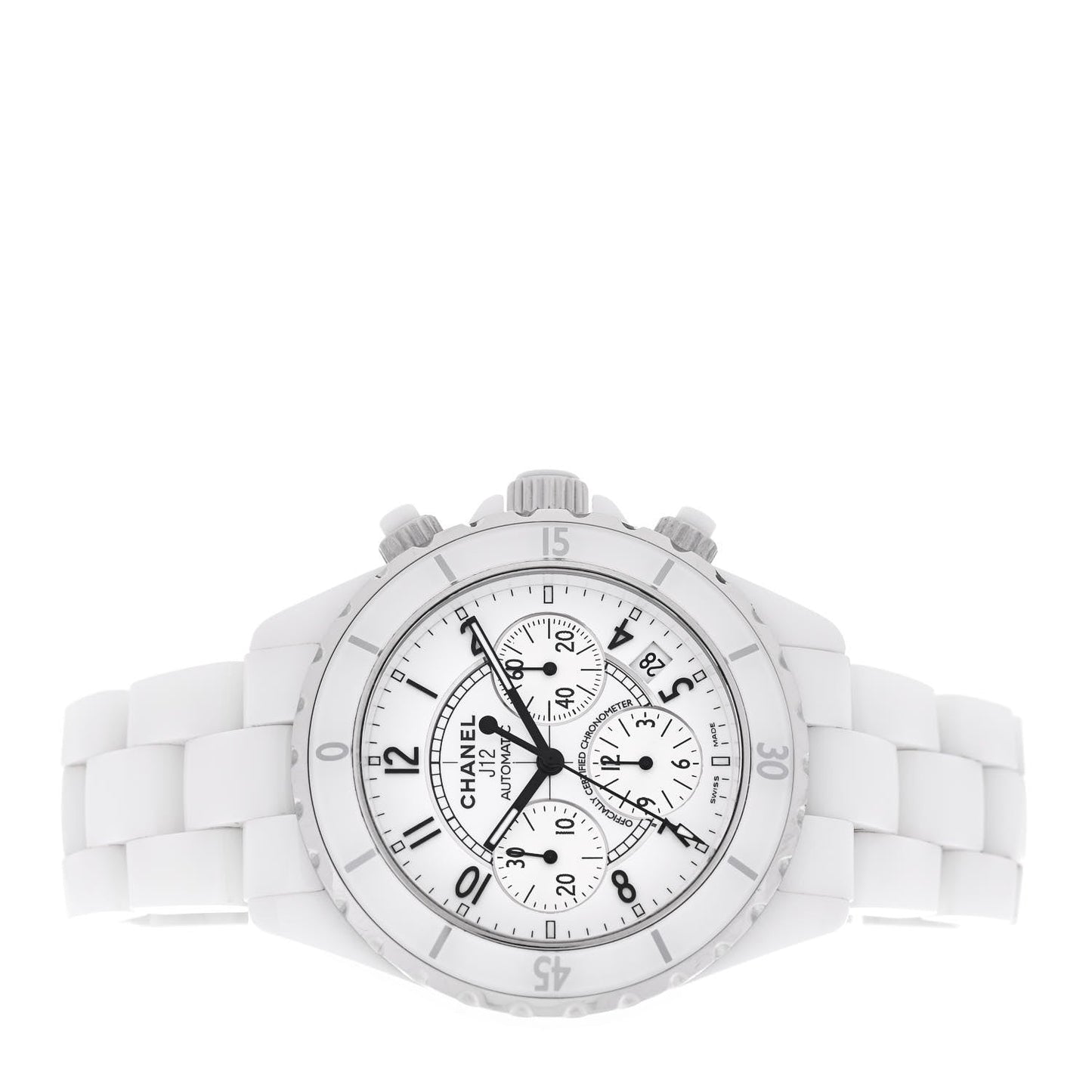 Stainless Steel Ceramic 41mm J12 Chronograph Automatic Watch White