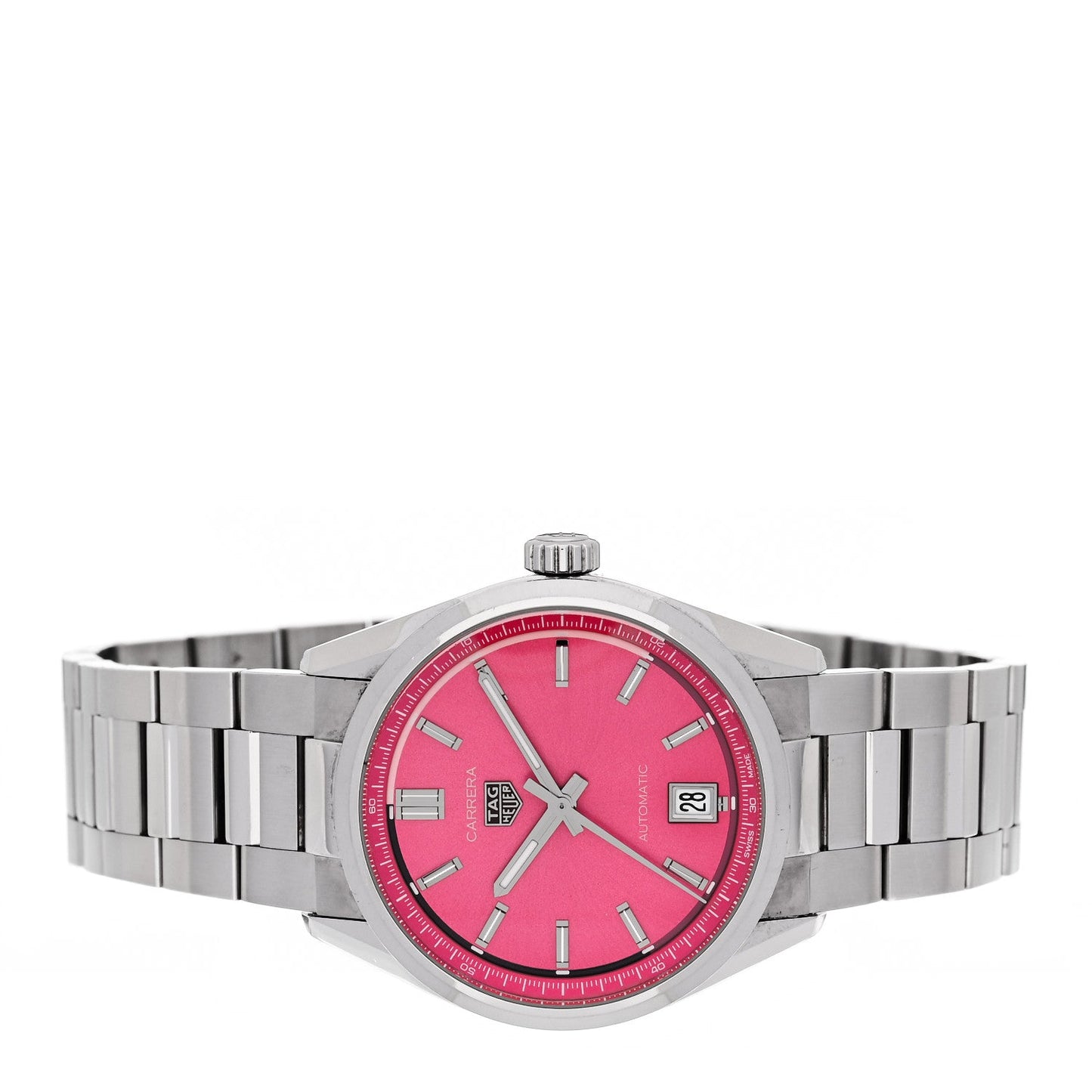 Stainless Steel 36mm Carrera Date Automatic Watch Pink WBN2313