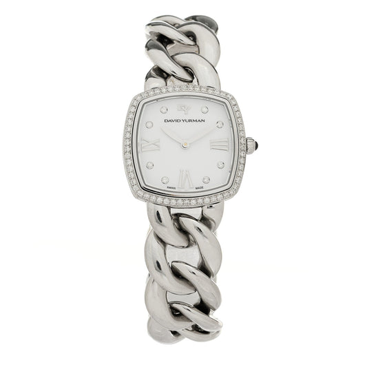 Stainless Steel Diamond Bezel 27mm Albion Quartz Watch White