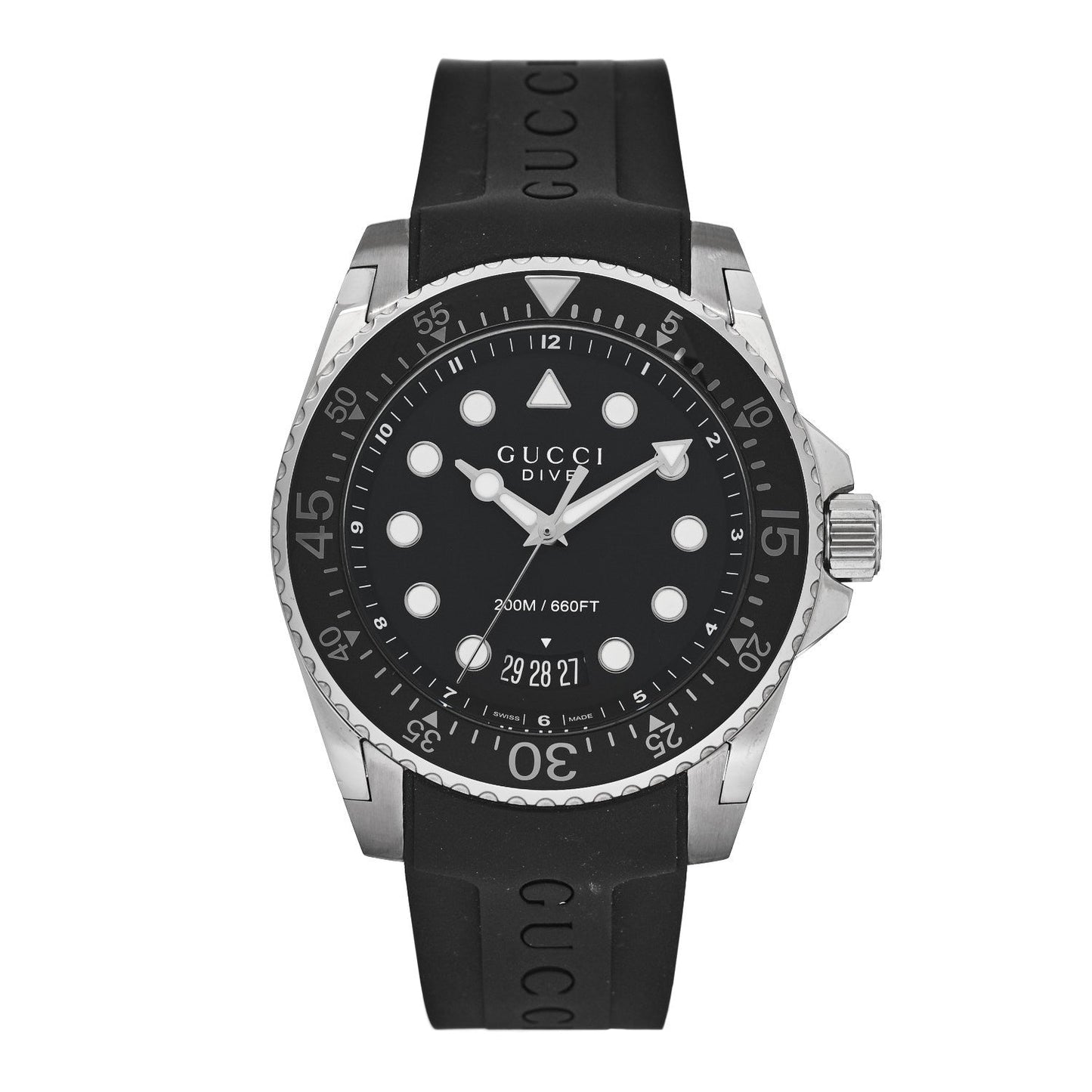 Stainless Steel Rubber 45mm Dive Quartz Watch Black
