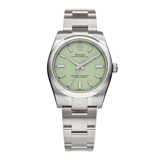 Stainless Steel 34mm Oyster Perpetual Watch Pistachio 124200