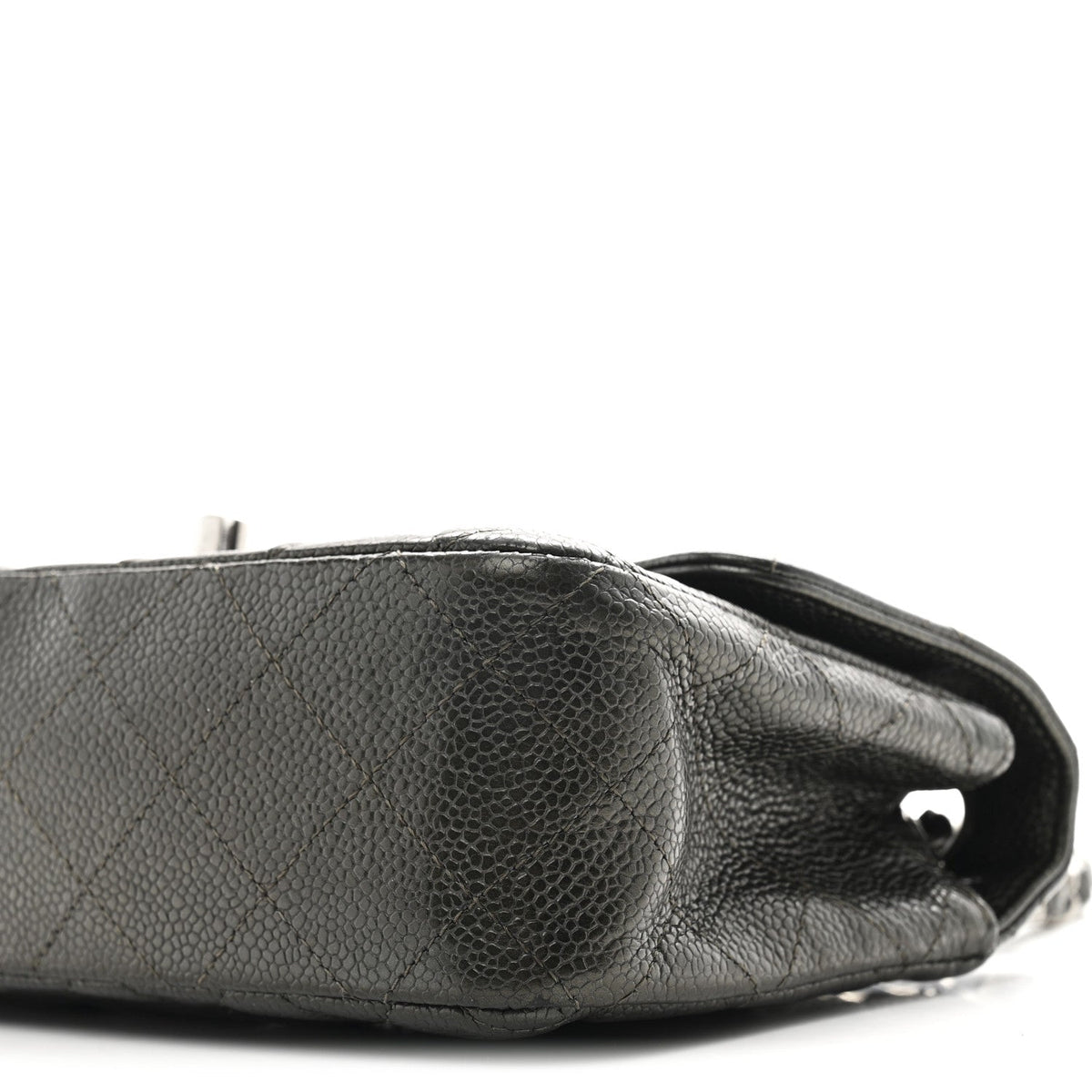 Metallic Caviar Quilted Mini Rectangular Flap Dark Grey