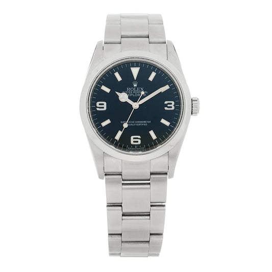 Stainless Steel 39mm Oyster Perpetual Explorer Watch Black 114270