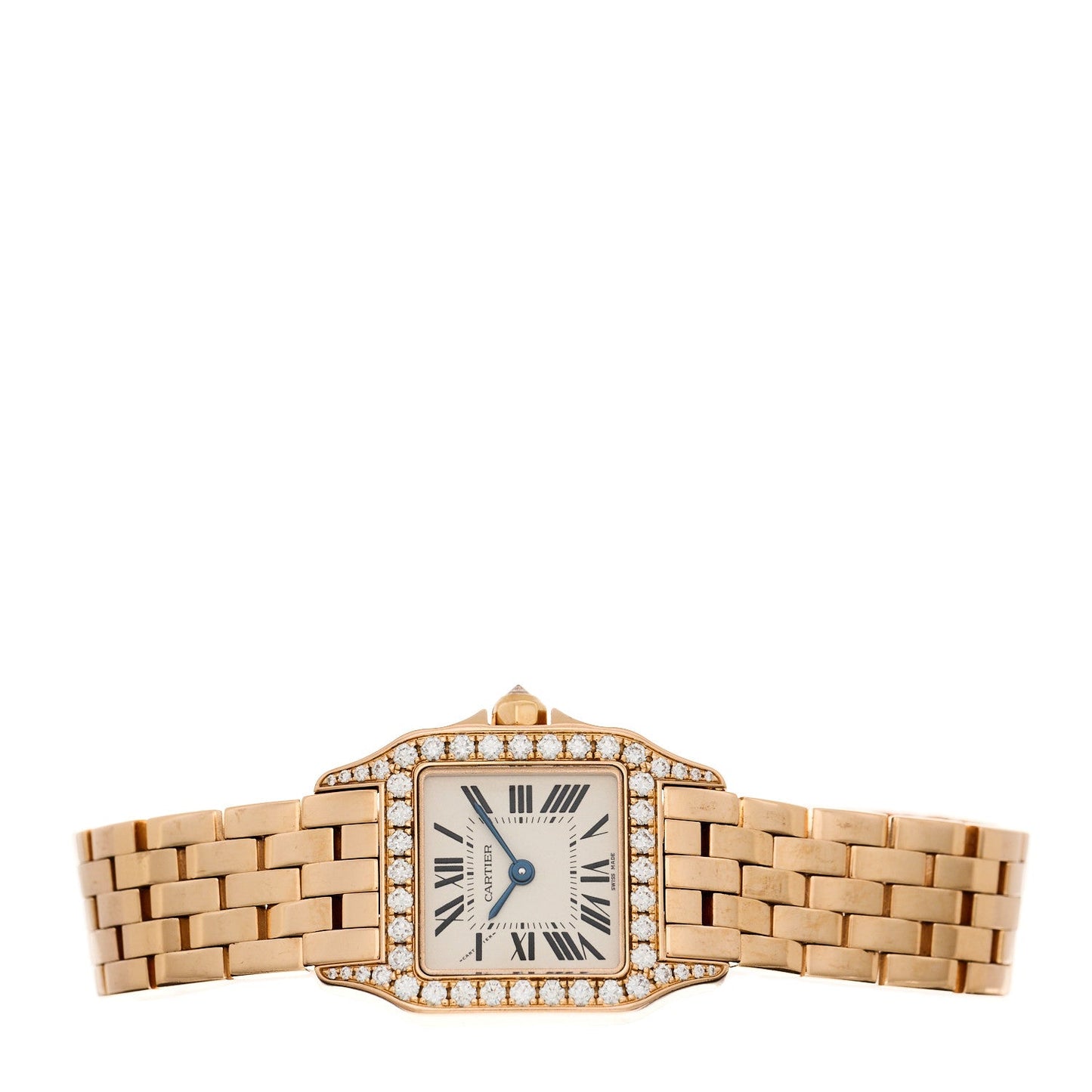 18K Pink Gold Diamond Bezel 20mm Santos Demoiselle Quartz Watch