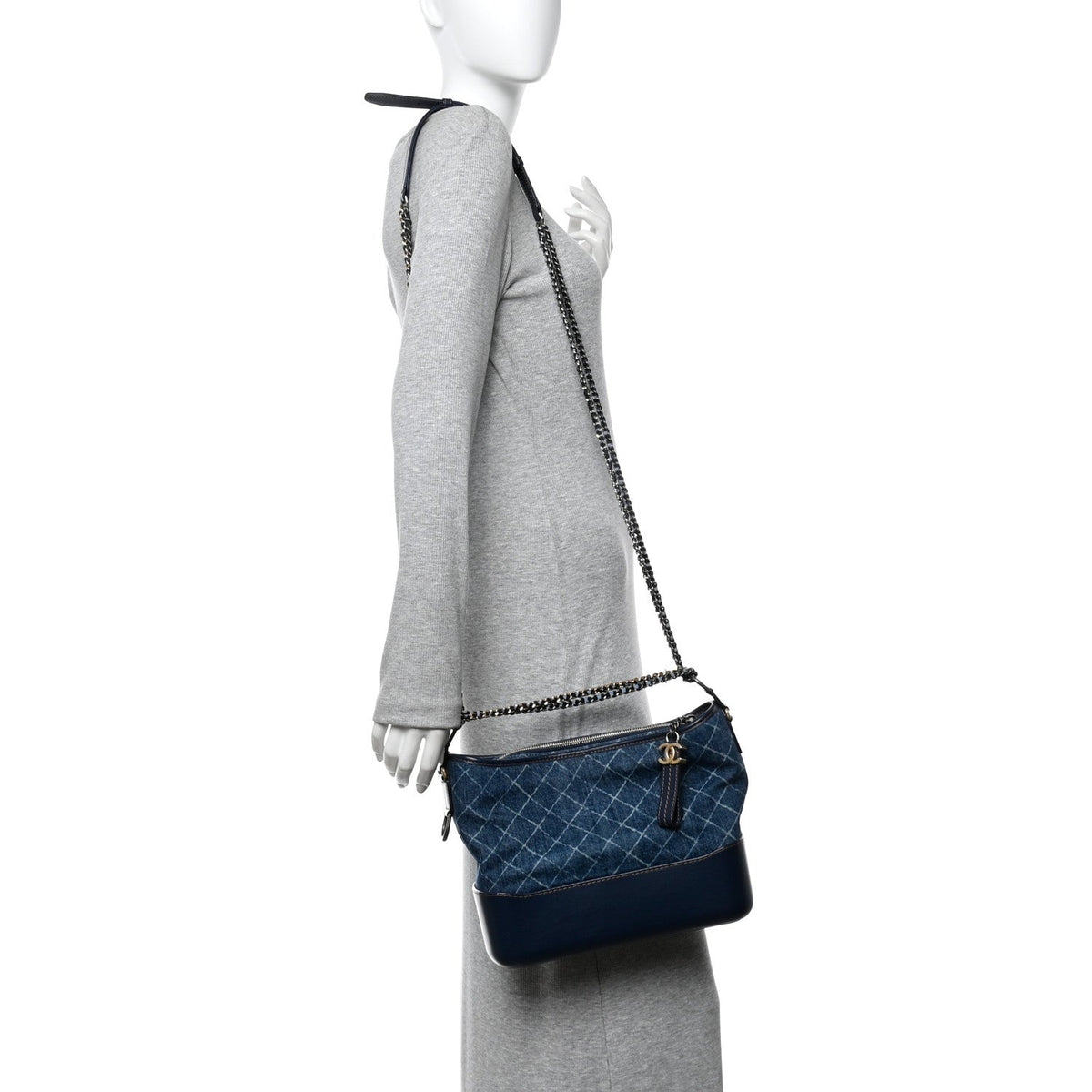 Denim Calfskin Medium Gabrielle Hobo Blue