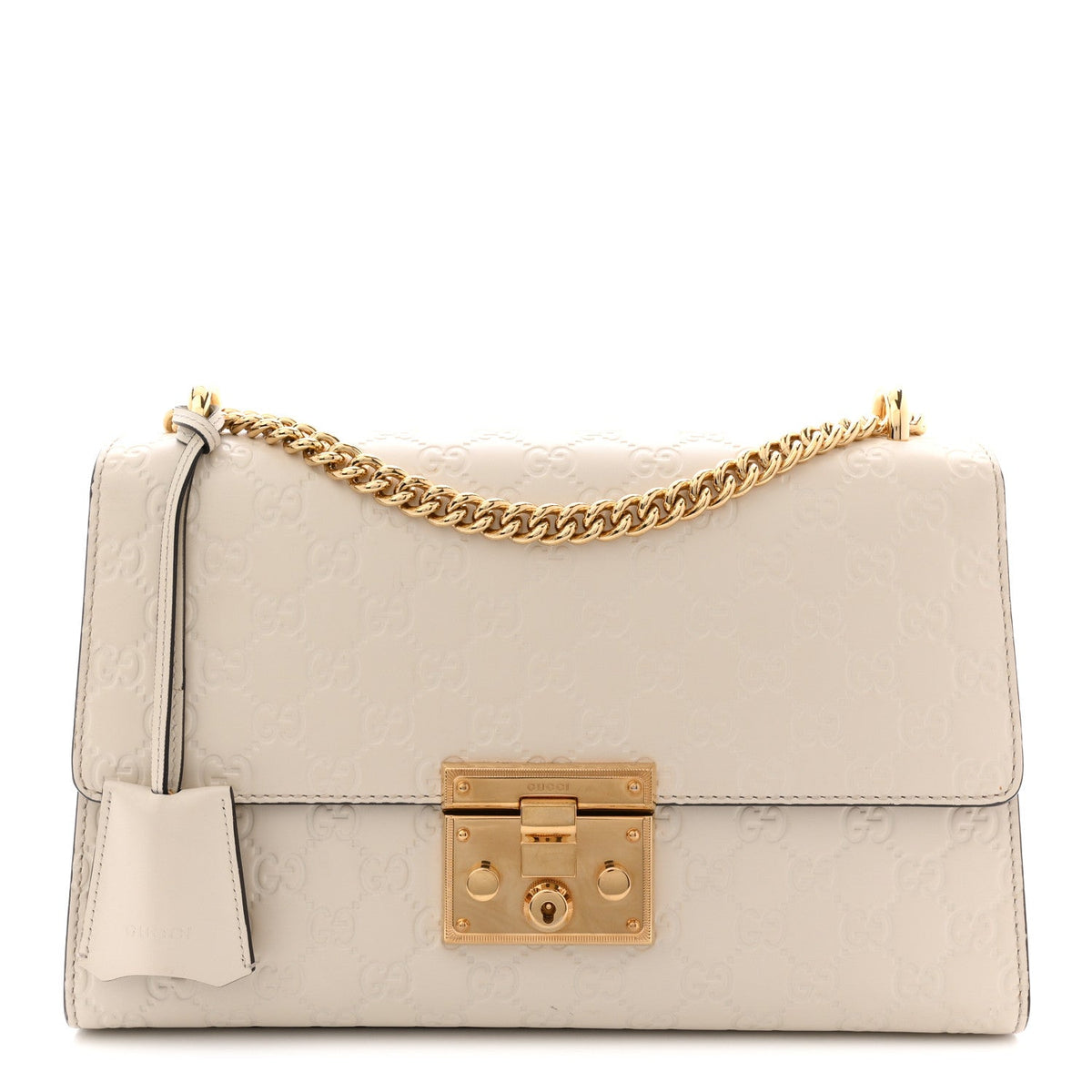 Guccissima Medium Padlock Shoulder Bag Mystic White