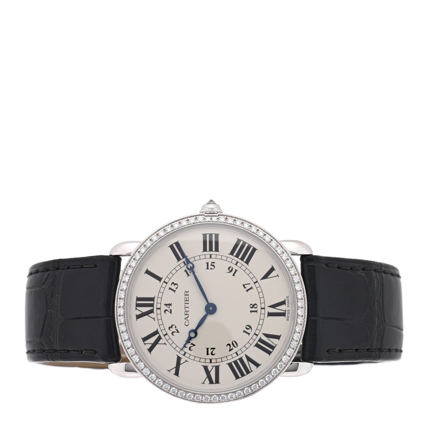 18K White Gold Alligator Diamond Bezel 36mm Ronde Louis Manual Winding Watch