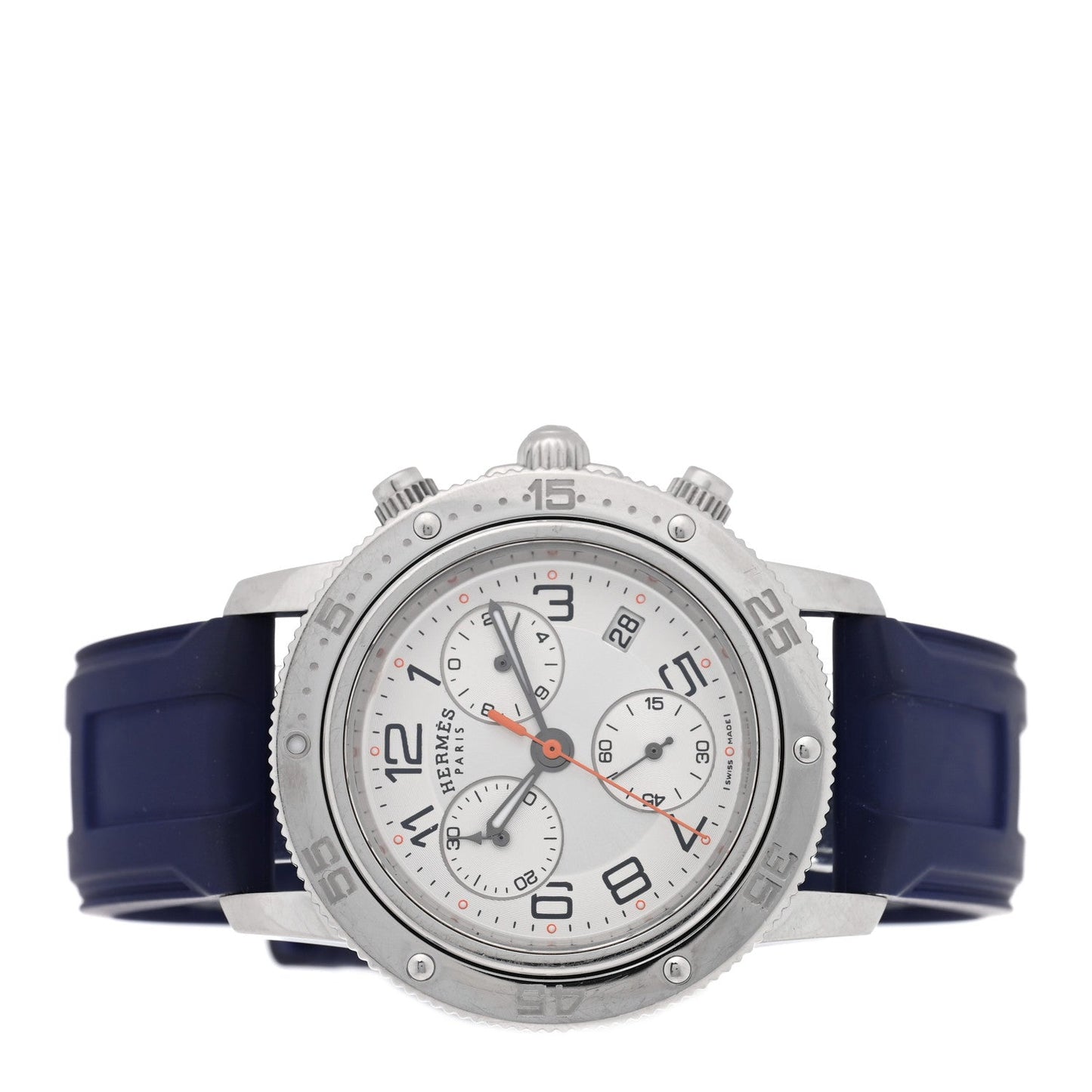 Stainless Steel Rubber 36mm Clipper Chronograph Quartz Watch Blue
