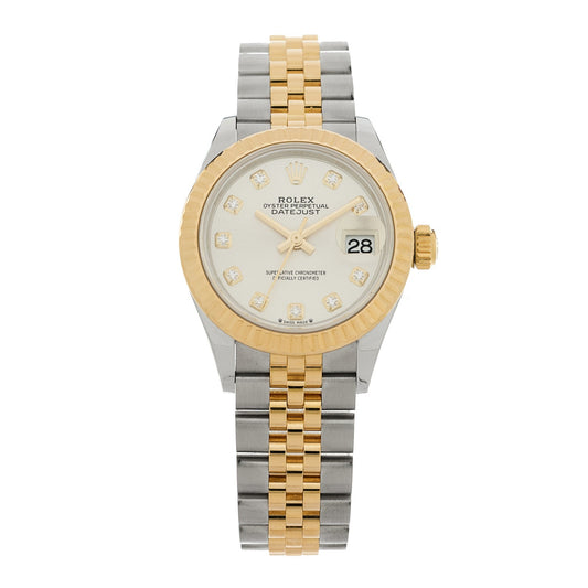 Stainless Steel 18K Yellow Gold Diamond 28mm Oyster Perpetual Datejust Watch Silver 279173