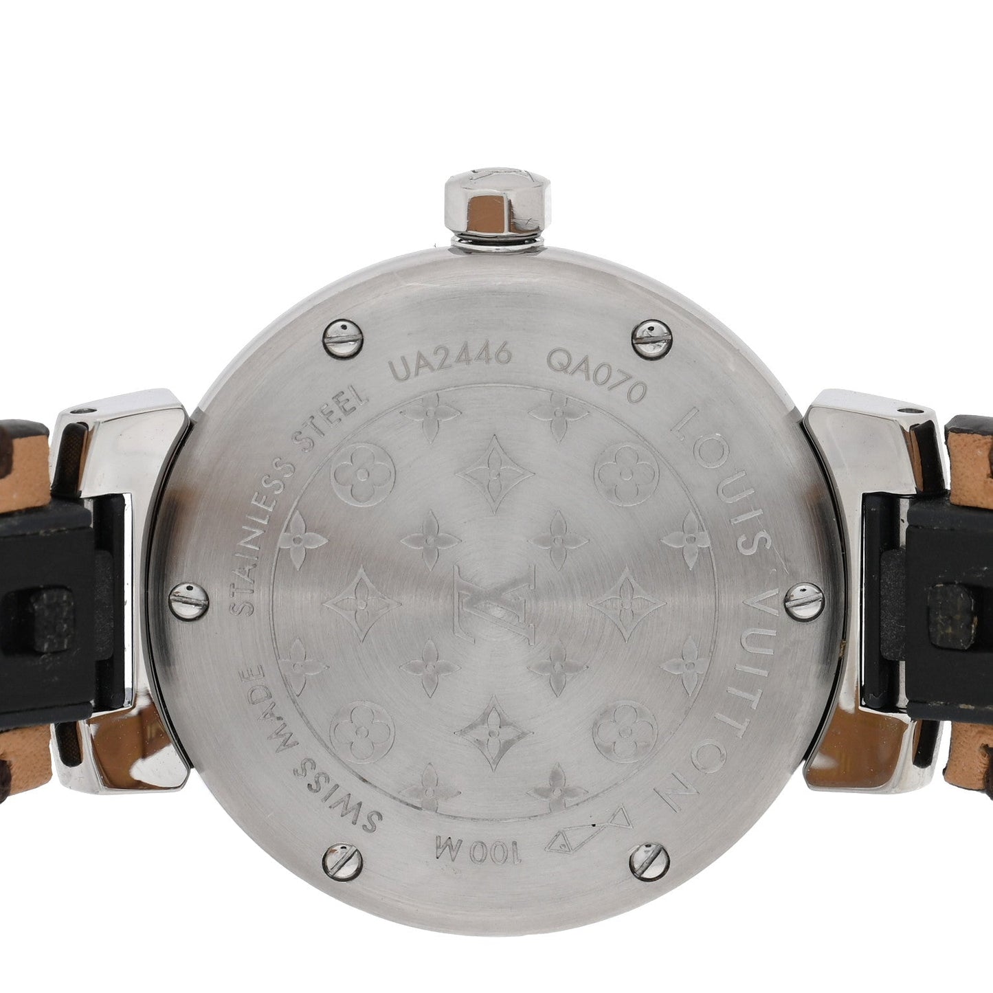 Stainless Steel Monogram 28mm Tambour Quartz Watch Brown