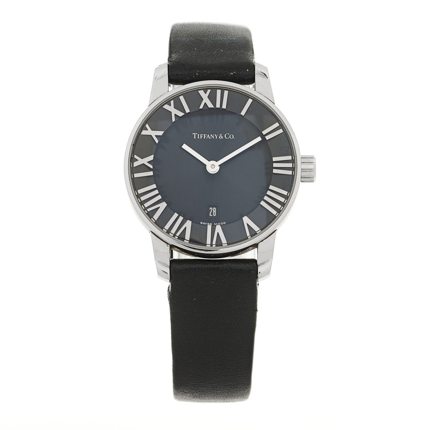 Stainless Steel Calfskin 29mm Atlas 2-Hand Quartz Watch Black