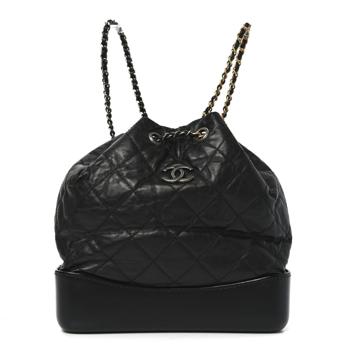 Aged Calfskin Quilted Small Gabrielle Backpack Black
