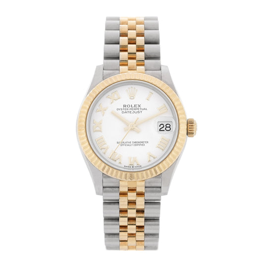 Stainless Steel 18K Yellow Gold 31mm Oyster Perpetual Datejust Watch White Roman 278273