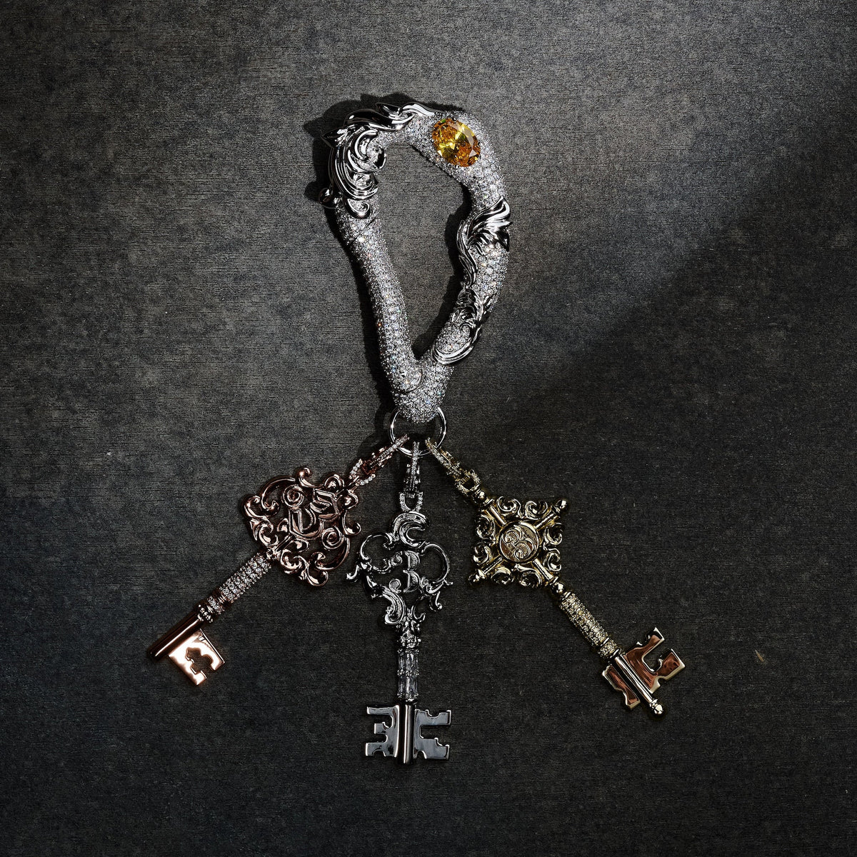GLD X Bloody Osiris Iced Carabiner in White Gold