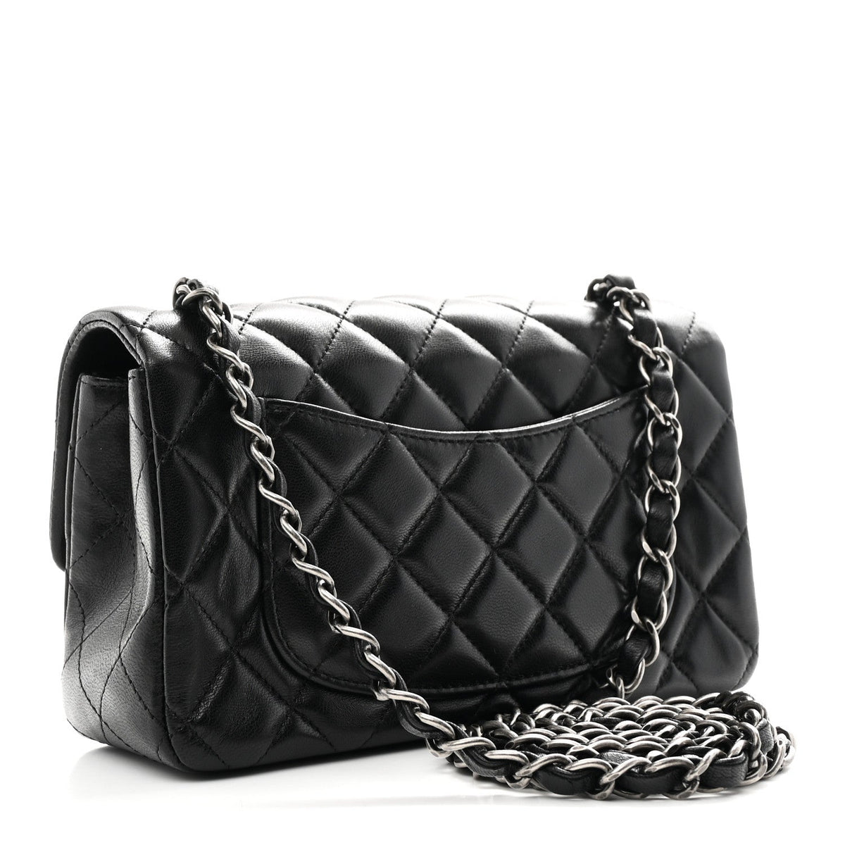 Lambskin Quilted Mini Rectangular Flap Black