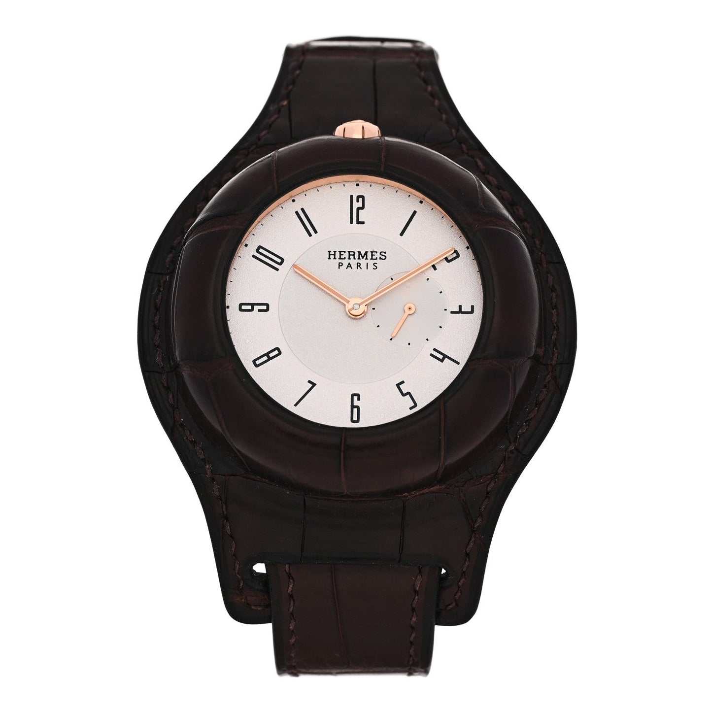 18K Rose Gold Alligator 40mm In the Pocket Automatic Watch Havane