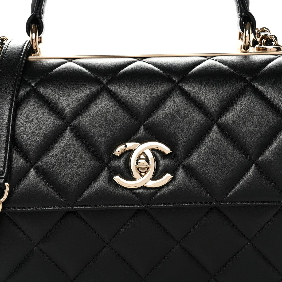 Lambskin Quilted Small Trendy CC Dual Handle Flap Bag Black