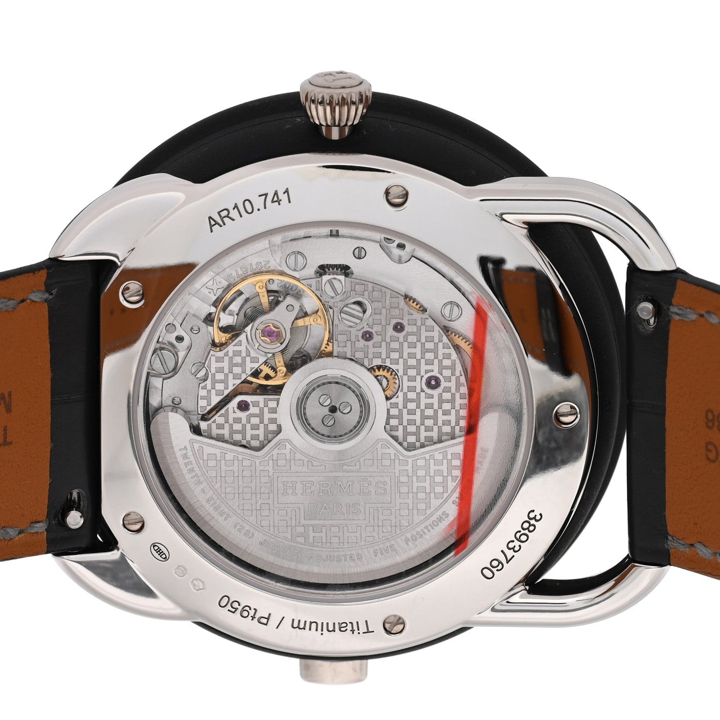 Platinum Titanium Alligator 43mm Arceau Le Temps Voyageur Automatic Watch Noir