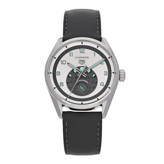 Stainless Steel Calfskin 39mm Carrera Astronomer Automatic Watch Silver WBX2112