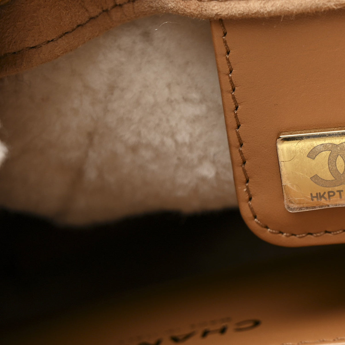 Suede Shearling Quilted Medium Chanel 25 Handbag Beige Natural