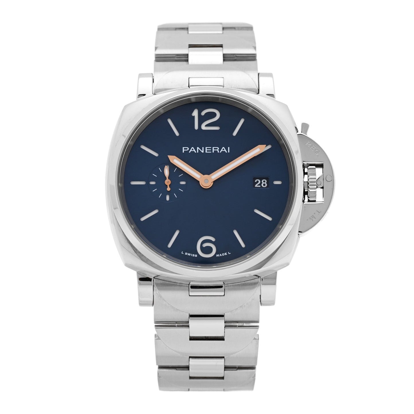 Stainless Steel 42mm Luminor Due Automatic Watch Blue PAM01124