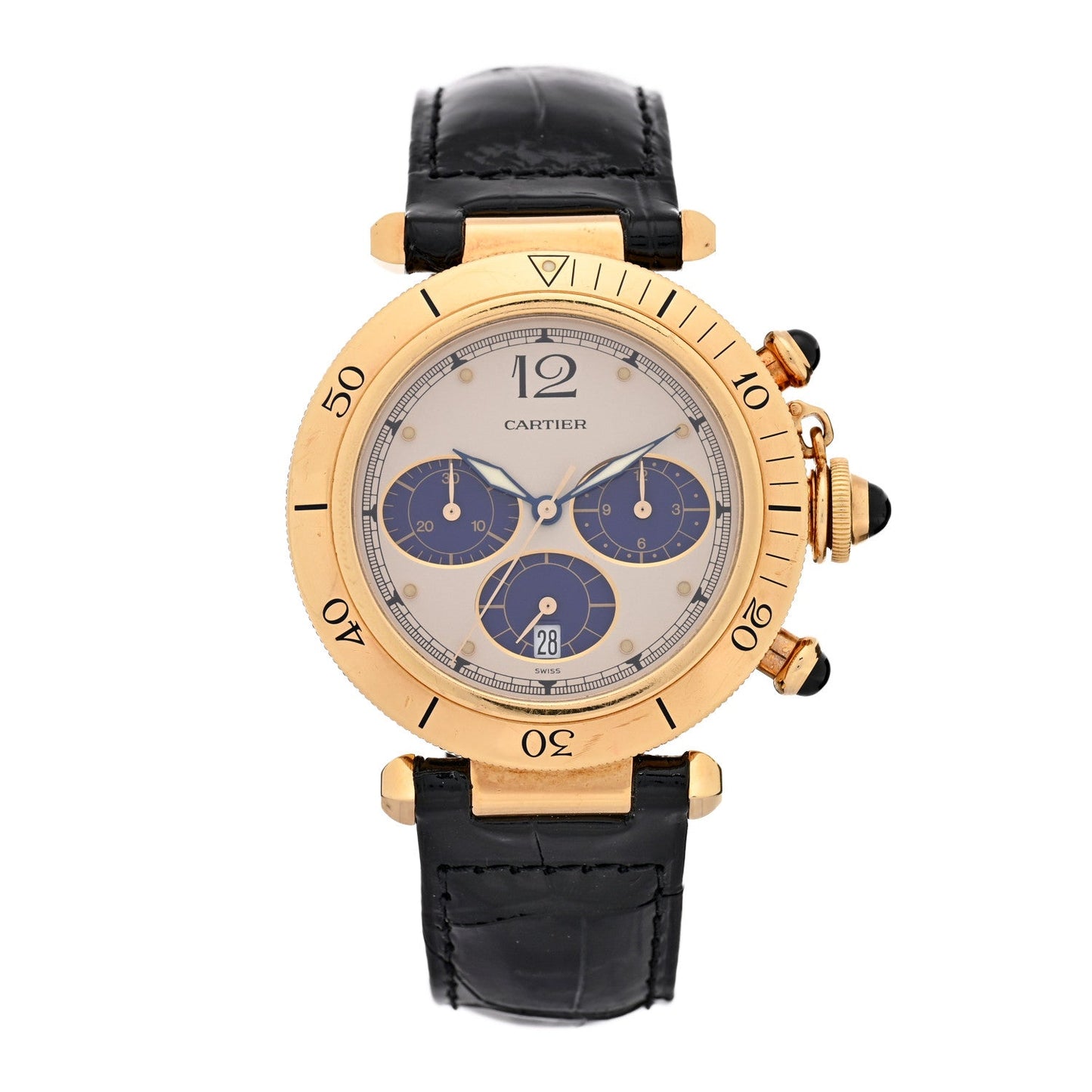 18K Yellow Gold Alligator 38mm Pasha Chronograph Quartz Watch